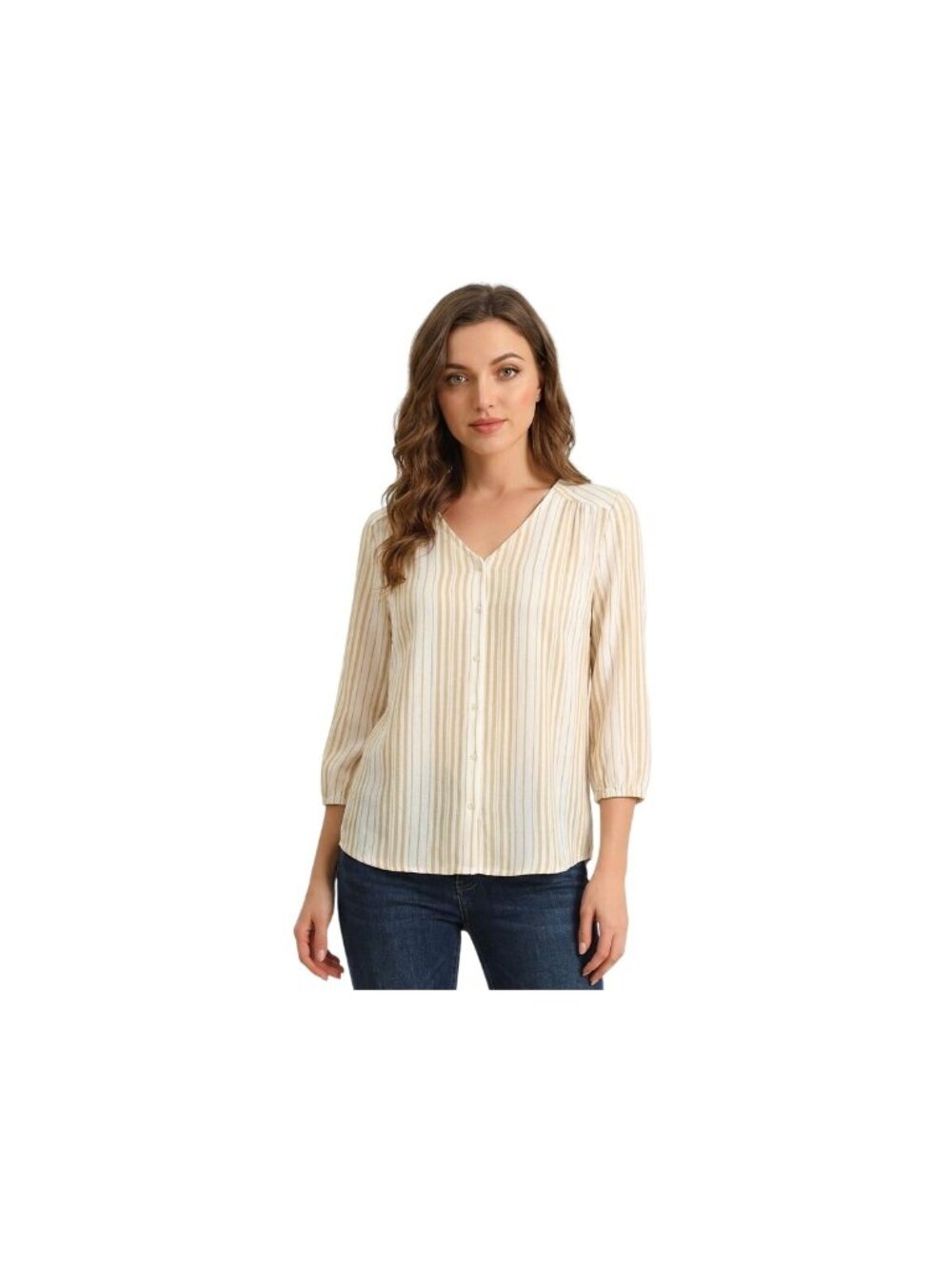 Chicos Blouse Top Sz Small 0 Striped Boho Gauze Like Minimalist 3/4 Sleeve Boho